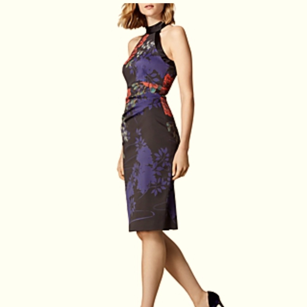 Floral Print Sheath Dress In Black Multi